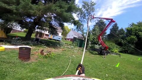 GoPro footage from the machine looking across the yard to the lift at work